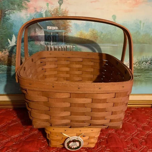 Bundle 𝅺2 Longaberger 1996 Handwoven Large/Small Square Baskets   12'' - Picture 4 of 16
